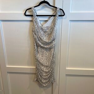 White floral ruching